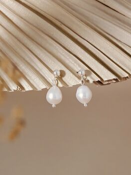 Sterling Silver Freshwater Pearl Ball Earrings, 3 of 7