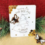 Festive Bee Thank You Teacher Pin Badge, thumbnail 1 of 6