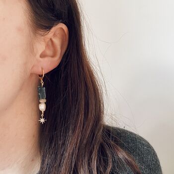 Tourmaline Pearl Star Earrings, 3 of 7