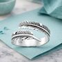 Sterling Silver Adjustable Feather Ring, thumbnail 2 of 3
