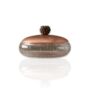 Ribbed Glass Bowl With Rose Brass Lid, thumbnail 2 of 2