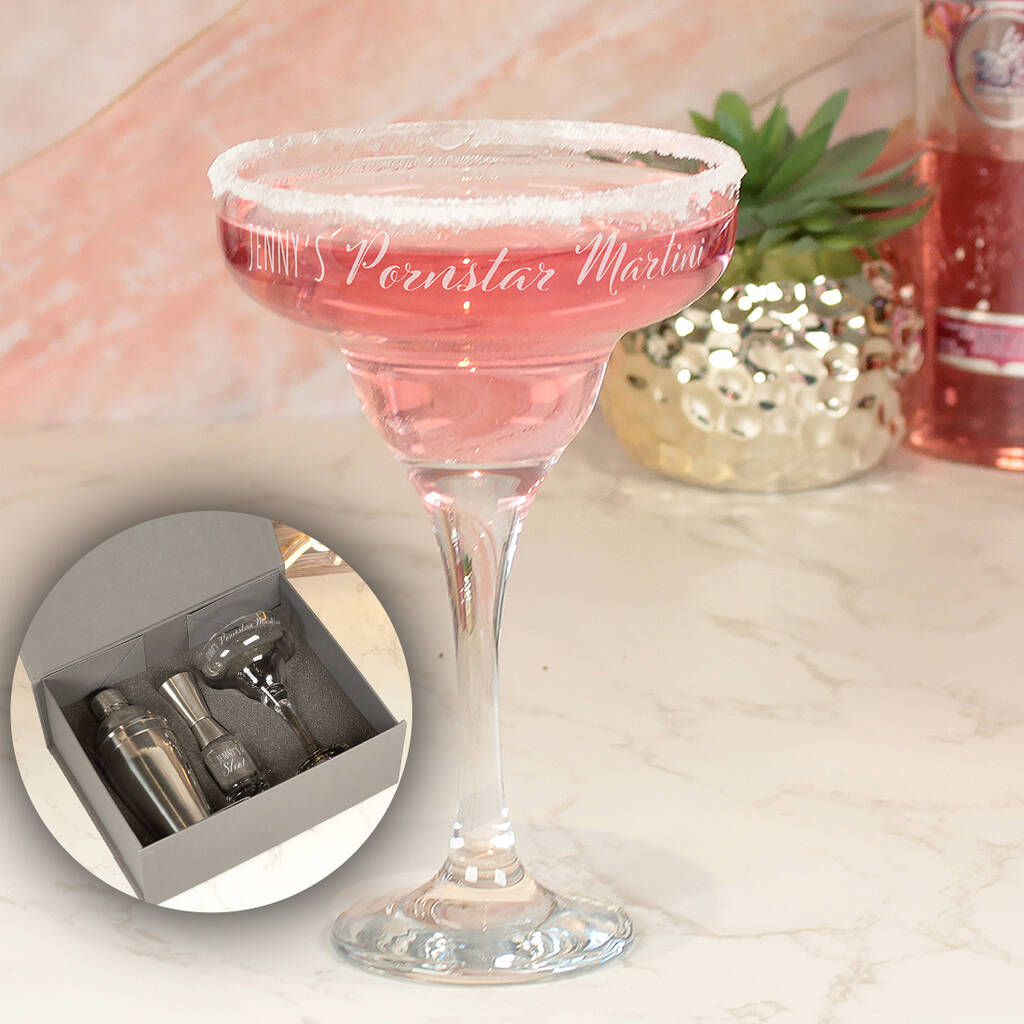 Pornstar Martini Cocktail Glass Gift Set, 1 of 5