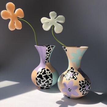 Daisy Print Hand Painted Flute Vase, 3 of 10