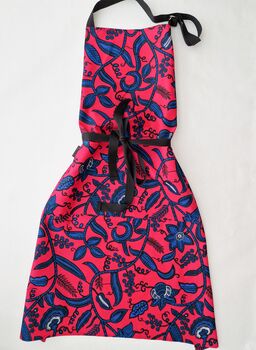 African Print Apron | Pink Leaf Omolara Print, 4 of 6