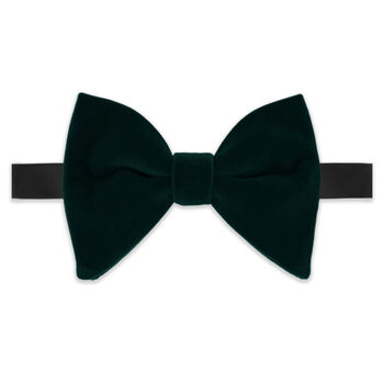 Mens Green Oversized Velvet Bow Tie And Pocket Square, 4 of 6