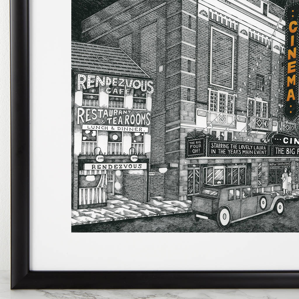 personalised art deco inspired cinema print by low moon over high town ...