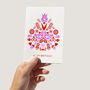 Scandi Style Pattern Red Pink Happy Birthday Card, thumbnail 3 of 4