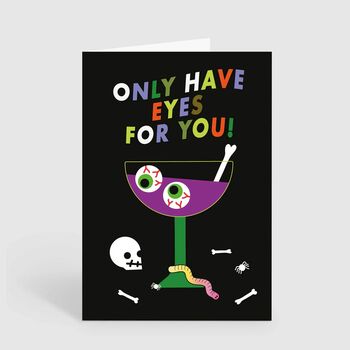 Haunted Spooky Eyeballs Cocktail Halloween Love Card, 2 of 2