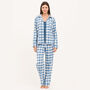 Women's Brushed Cotton Pyjamas In A Blue Check, thumbnail 2 of 5