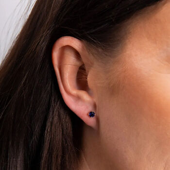Solid 9ct Gold September Sapphire Birthstone Stud Earrings – 4mm, 2 of 5