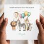 Safari Animal Birthday Card, 1st 2nd Birthday Card For Son, Daughter, Any Relationship, thumbnail 1 of 2