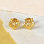 Heart Dainty Gold Plated Silver Stud Earrings, thumbnail 1 of 4