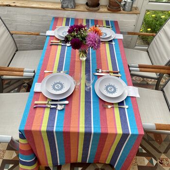 Multi Striped Cotton Tablecloth French Riviera, 3 of 3