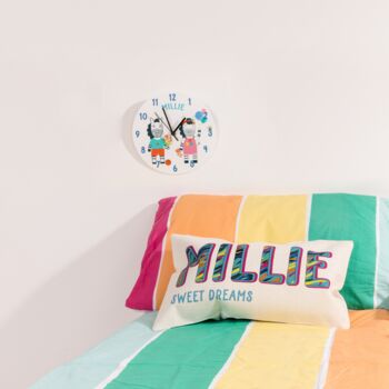 Personalised Zebra Kids Bedroom Wall Clock, 3 of 5