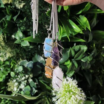 Silver Plated Raw Rose Quartz Pendant Necklace, 2 of 2