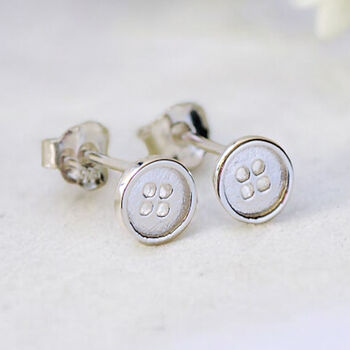 Sterling Silver Sewing Button Stud Earrings, 4 of 9