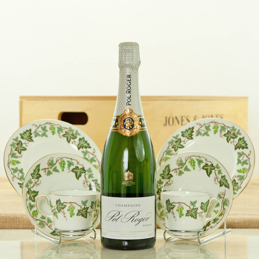 Champagne And Vintage Vines Luxury Hamper Box By Jones and Jones of