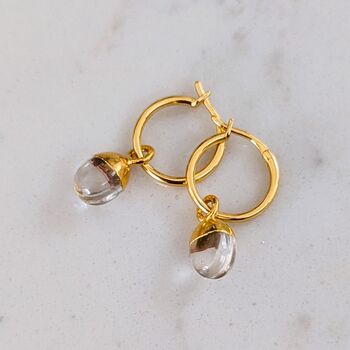 April Birthstone Earrings, Quartz/Herkimer, Gold, 4 of 8