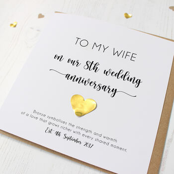 Personalised Bronze 8th Anniversary Card For Husband/Wife, 3 of 8
