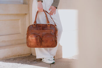 Large Leather Holdall Weekend Bag, 2 of 6