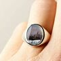 Snow Agate Signet Ring Silver/Gold, thumbnail 2 of 12