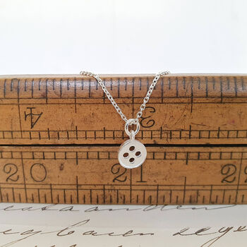 Sterling Silver Button Necklace, 2 of 4