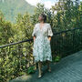 Anna Linen Blend Wrap Dress With Leaf Print, thumbnail 2 of 9