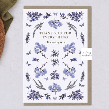 Thank You For Everything, Blue Floral Mother's Day Card, 2 of 2