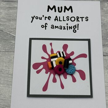 Liquorice Allsorts Polymer Clay Birthday Card Handmade, 2 of 12
