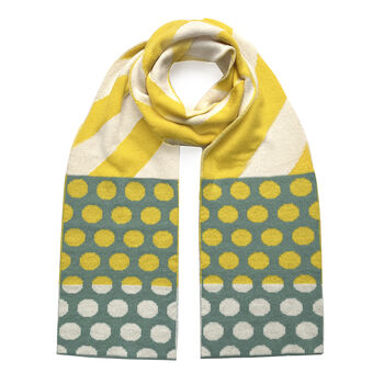 Stripes And Circles Wool And Cashmere Scarf Yellow, 2 of 2