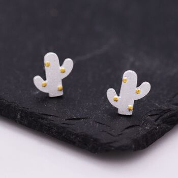 Cute Cactus Stud Earrings In Sterling Silver, 4 of 12