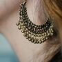 Large Gold Plated Chand Bali Hoop Dangle Earring, thumbnail 1 of 6