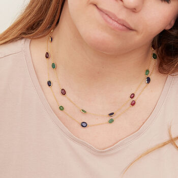Multicoloured Tourmaline Gold Plated Silver Necklace, 5 of 8