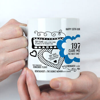 50th Birthday Gift Personalised 1976 Mug, 5 of 10