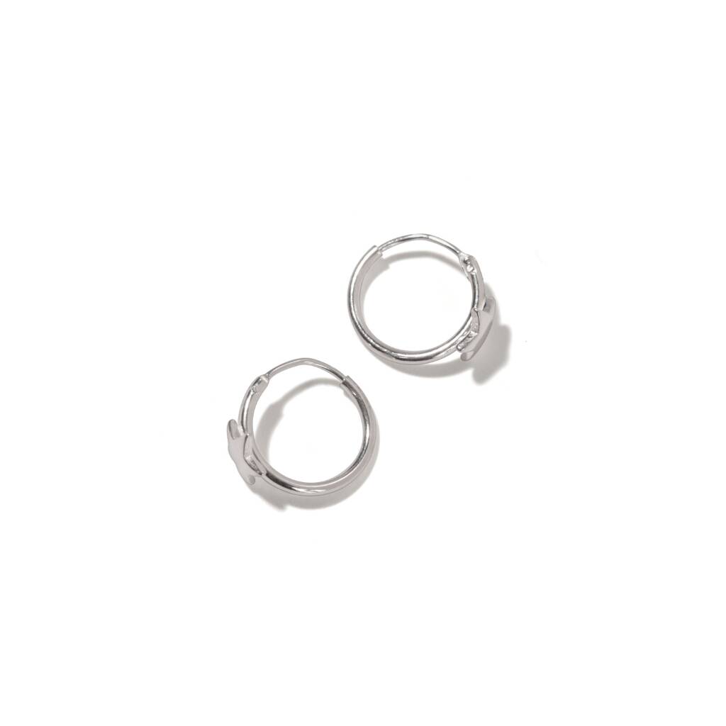 SLUYNZ Solid 925 Sterling Silver Black Star Hoop Earrings - 1.3cm Dangle Earrings For Women