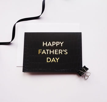 Black Leather Gold Foil Stylish Father's Day Card, 2 of 3