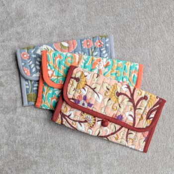 Colourful Handmade Quilted Block Printed Pouches, 2 of 6