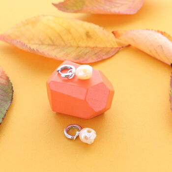 Skull Pearl Huggie Earrings, 2 of 4