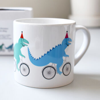 Cycling Dinosaur Children's Ceramic Mug, 6 of 8