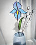 Blue Iris Flower Stained Glass Flower, thumbnail 1 of 5