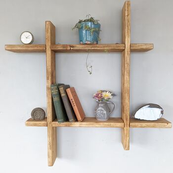 Reclaimed Wooden Wall Mounted Display Shelf, 2 of 8