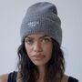 The Embroidered Beanie Harbour Grey, thumbnail 3 of 4