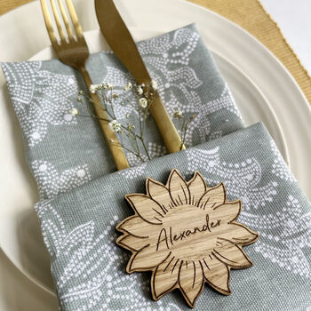 Sunflower Personalised Place Setting Wedding Table Decor, 4 of 6