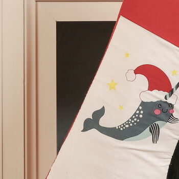 Personalised Festive Narwhal Christmas Stocking, 4 of 7