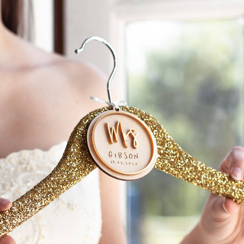 Personalised Mrs Bridal Wedding Hanger Charm, 1 of 4