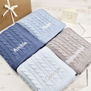 Luxury Baby Boy Cable Blanket, 4 of 12