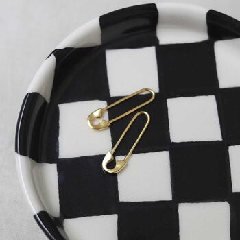 18k Gold Plated Brass Safety Pin Earrings, 4 of 5