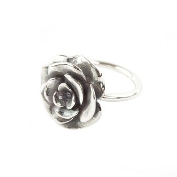 Large Sterling Silver Rose Ring, 4 of 7