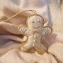 Luxury Irish Linen Festive Gingerbread Man Christmas Tree Decoration, thumbnail 2 of 7