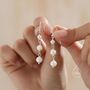 Sterling Silver Irregular Shape Pearl Trio Drop Hook Earrings, thumbnail 6 of 11